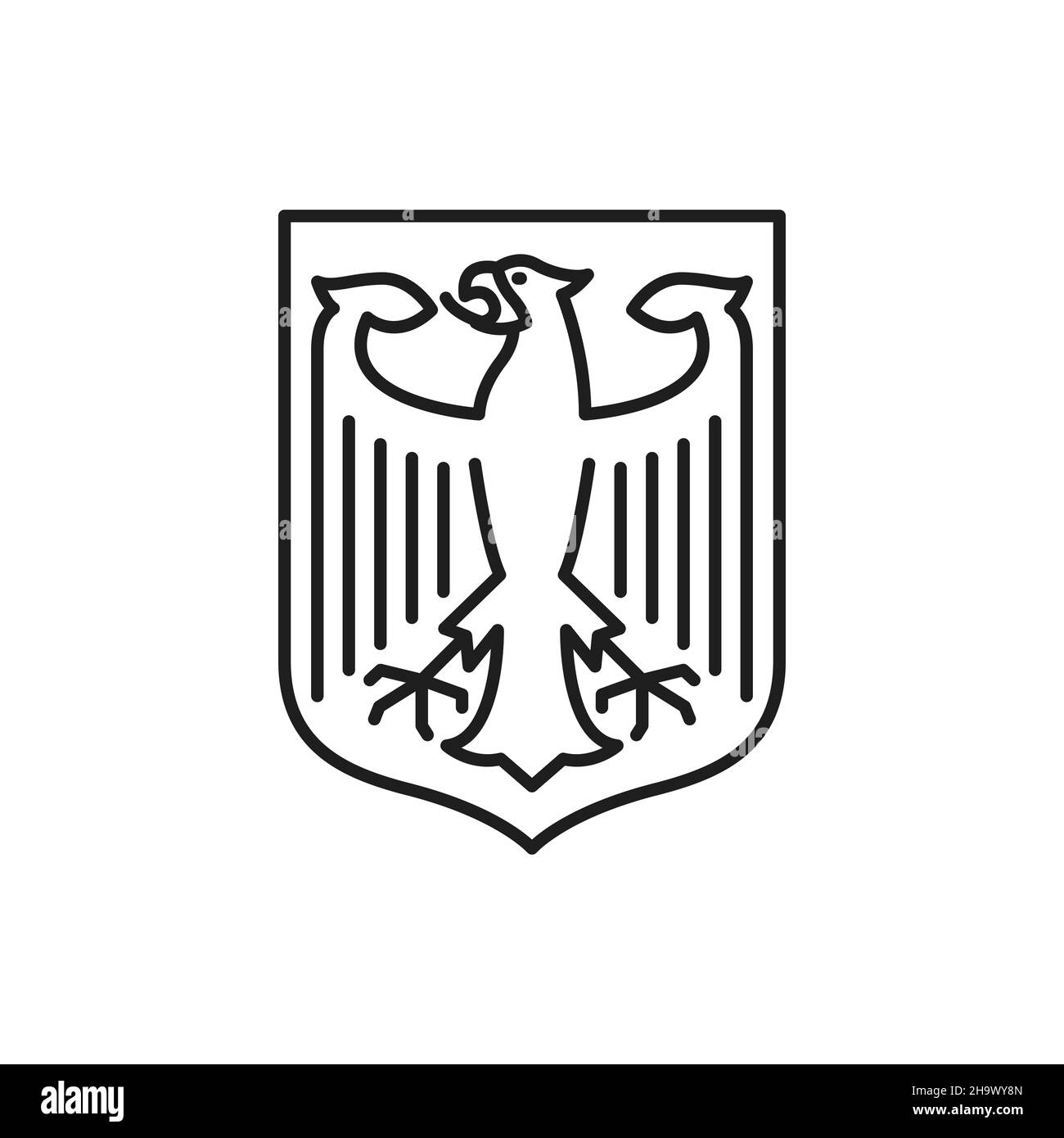 Bandera de águila alemana bandera de Deutschland icono de contorno aislado.  Símbolo vectorial de Alemania, el águila heráldica imperial Reichsadler,  utilizado por el Santo Emper Romano Imagen Vector de stock - Alamy