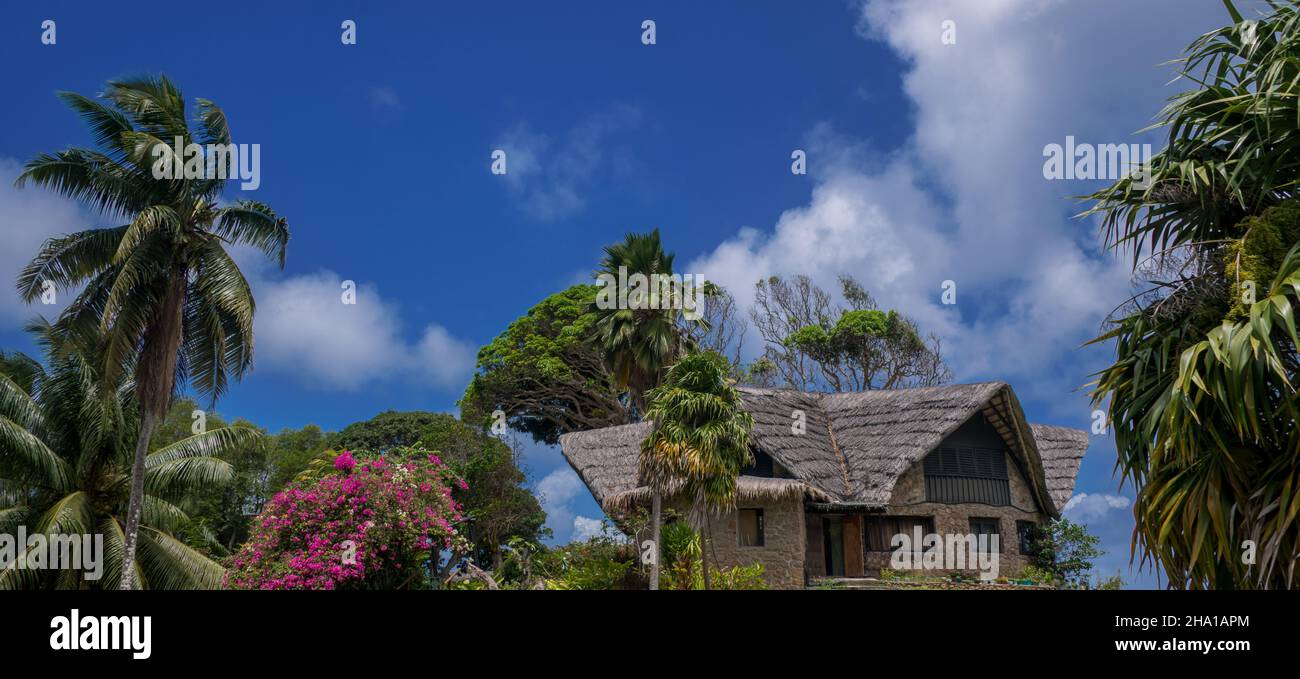 Le Chateau de Feuilles Praslin Seychelles Foto de stock