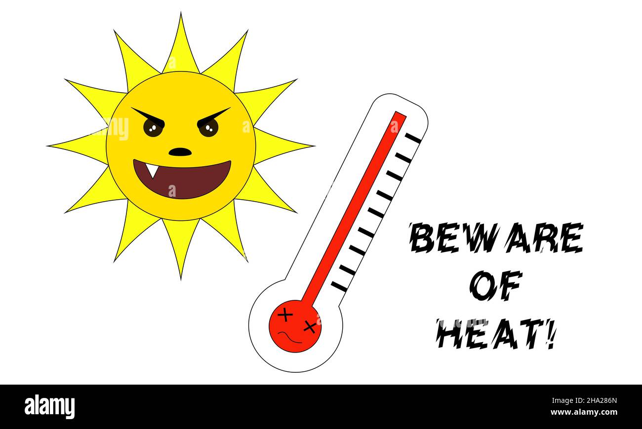 Diseño artístico ilustrativo de la advertencia de golpe de calor Foto de stock