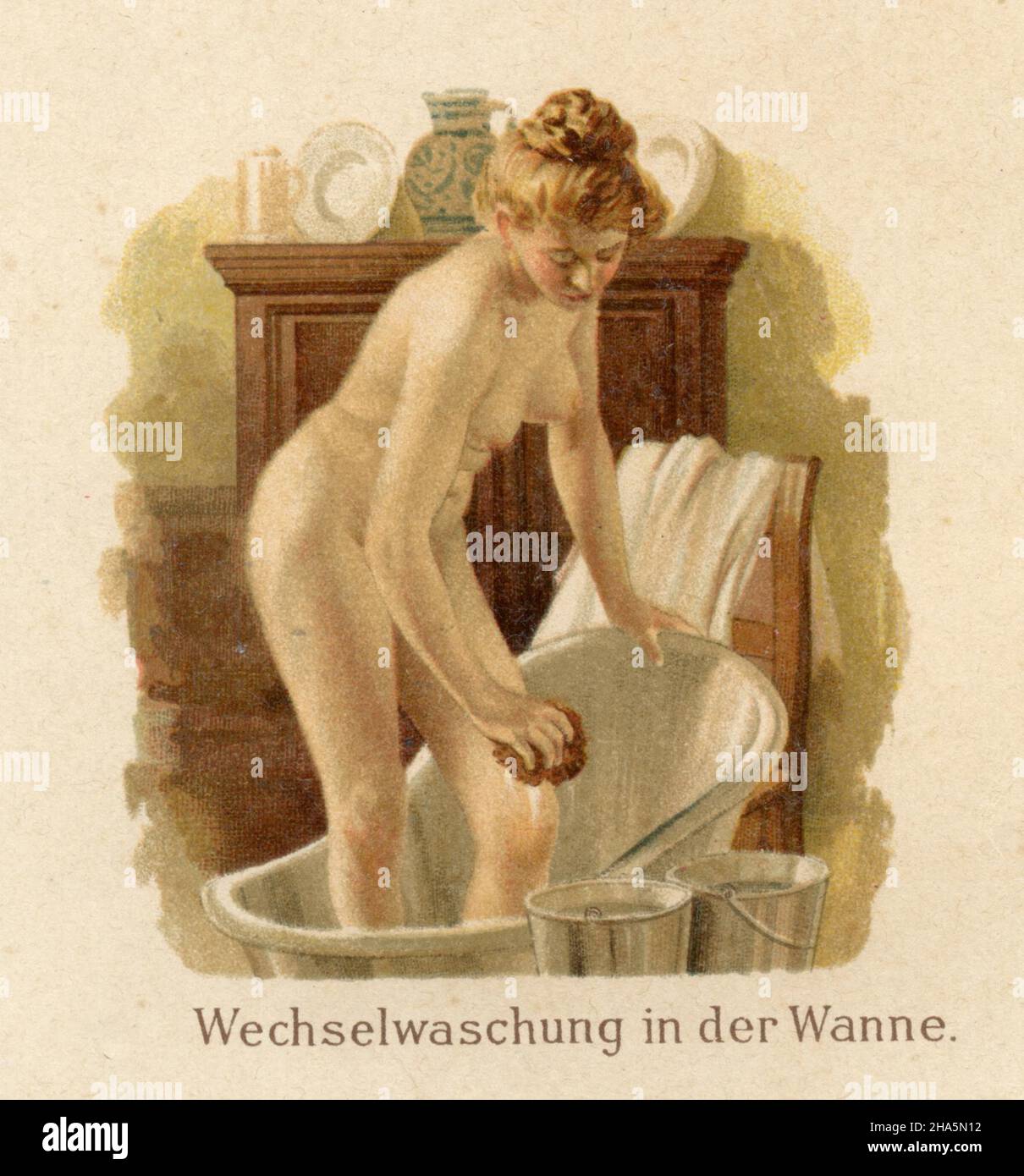 Aplicaciones de agua en enfermería: Lavado alternativo en la tina , (libro de medicina, 1905) Foto de stock