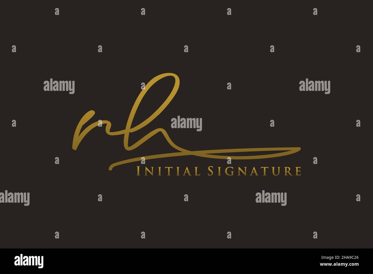 RH Letter Signature Logo Template Logotipo de diseño elegante. Letras de caligrafía dibujadas a mano Ilustración vectorial. Ilustración del Vector