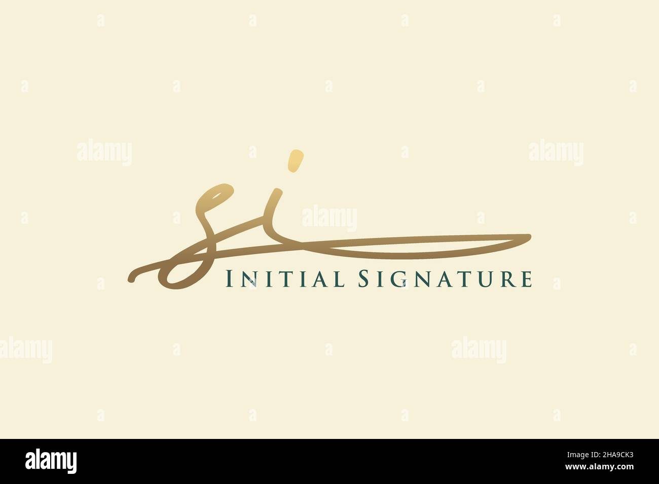 Si Letter Signature Logo Template Logotipo de diseño elegante. Letras de caligrafía dibujadas a mano Ilustración vectorial. Ilustración del Vector