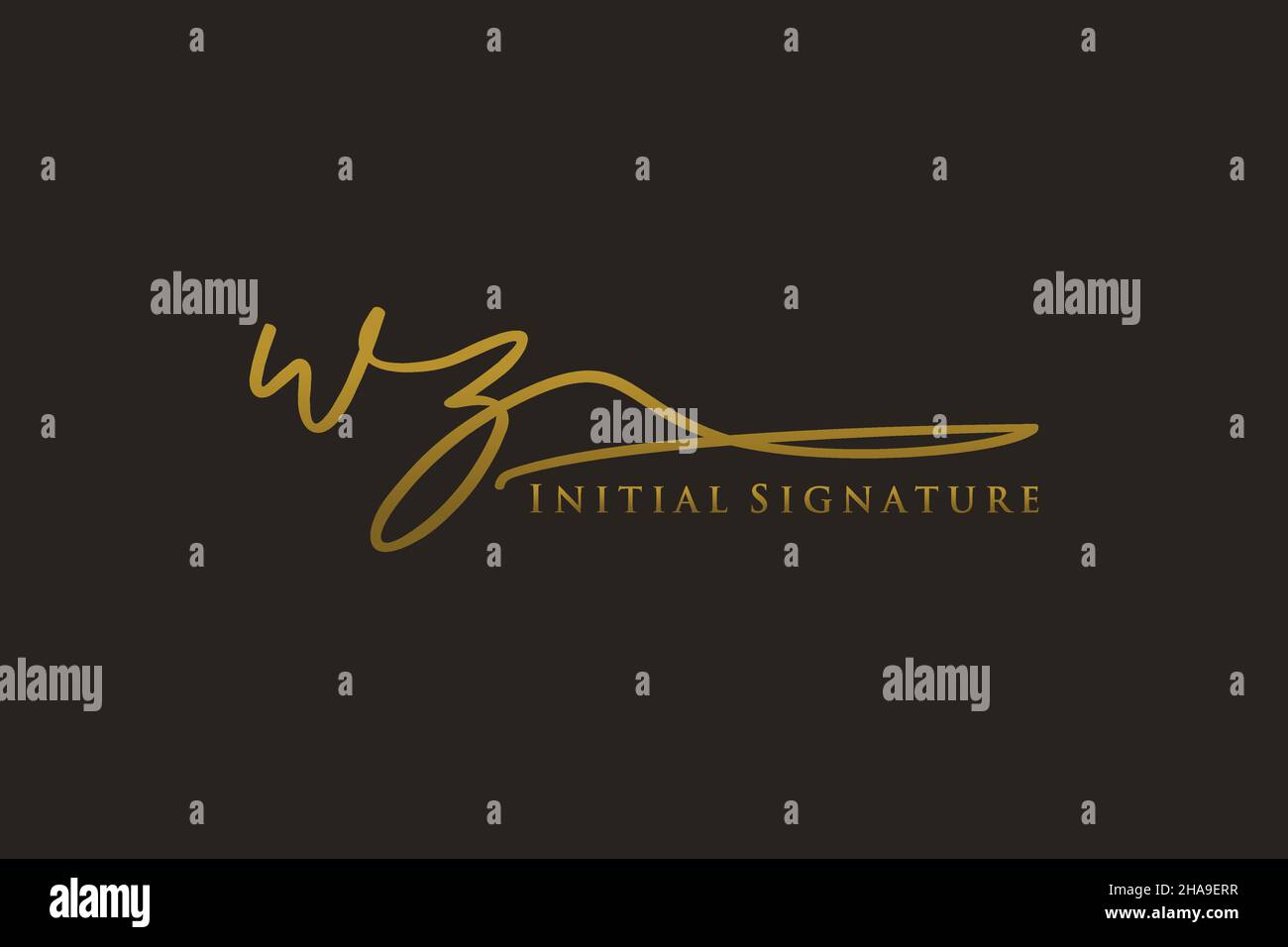 WZ Letter Signature Logo Template Logotipo de diseño elegante. Letras de caligrafía dibujadas a mano Ilustración vectorial. Ilustración del Vector