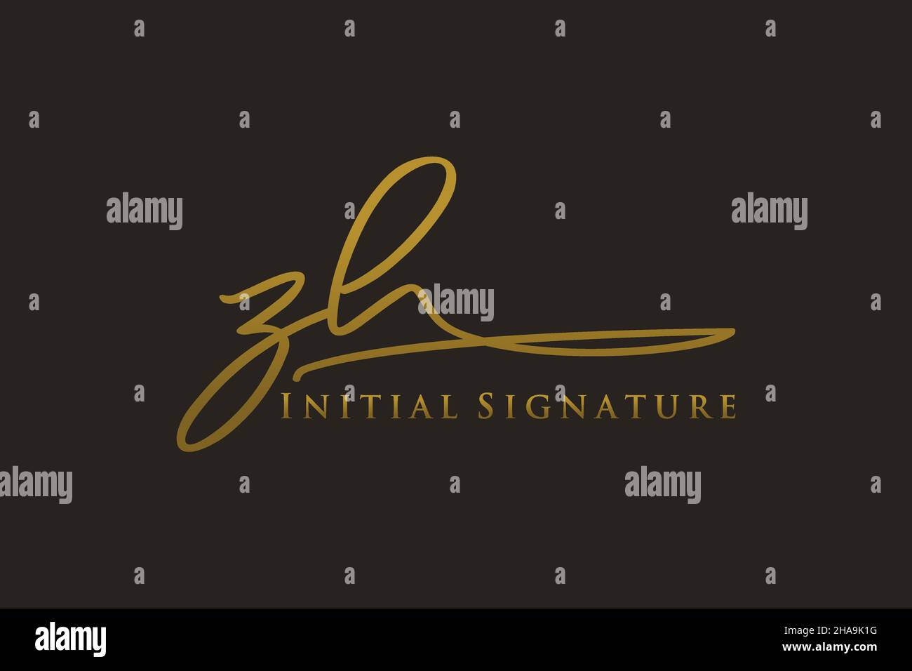 ZH Letter Signature Logo Template Elegante logotipo. Letras de caligrafía dibujadas a mano Ilustración vectorial. Ilustración del Vector