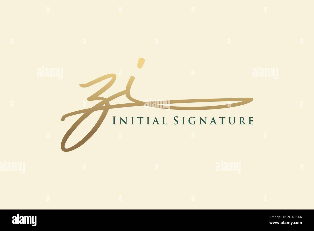 ZI Letter Signature Logo Template Logotipo de diseño elegante. Letras de caligrafía dibujadas a mano Ilustración vectorial. Ilustración del Vector