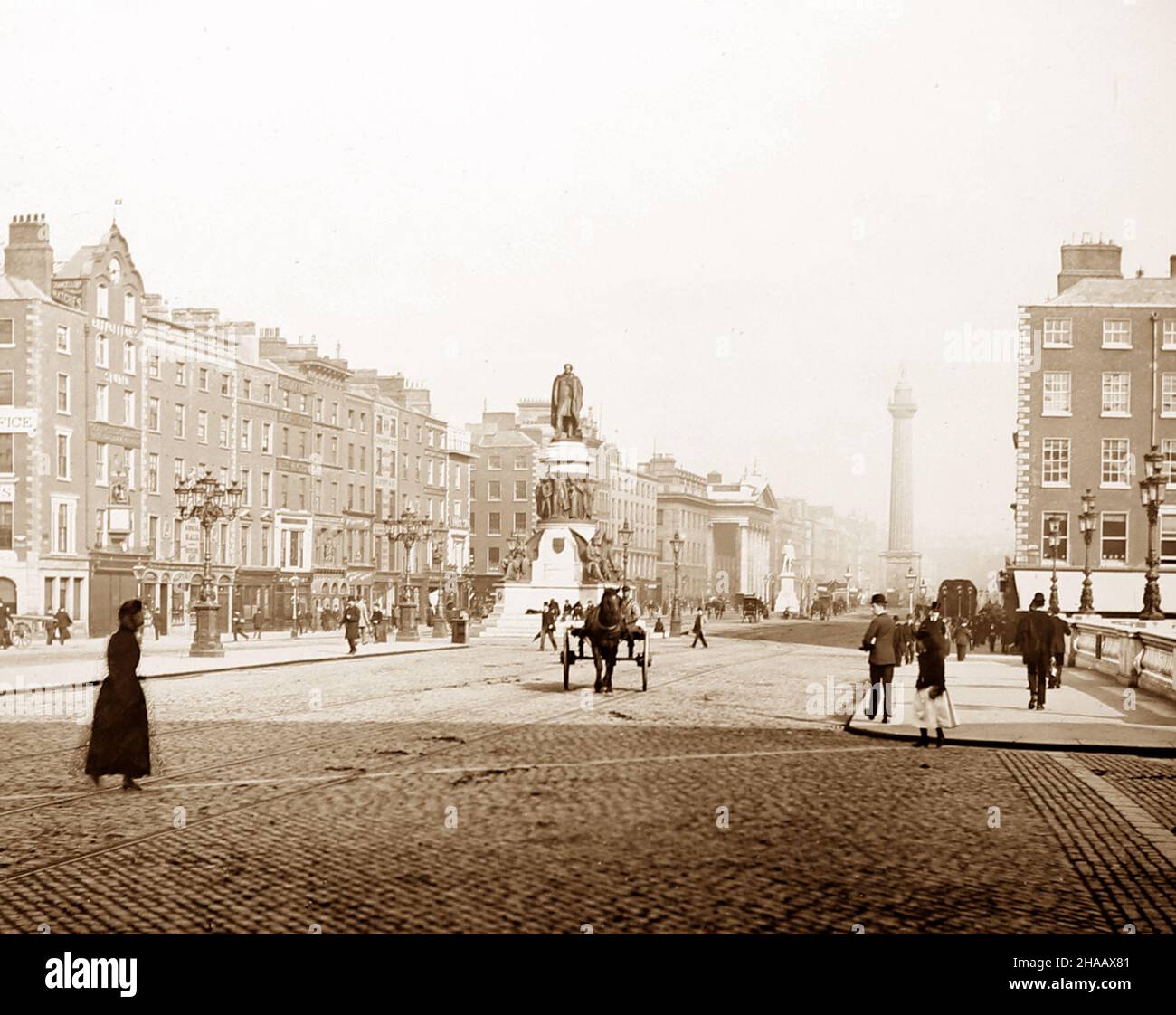 O'Connell Street, Dublín, Irlanda, época victoriana Foto de stock