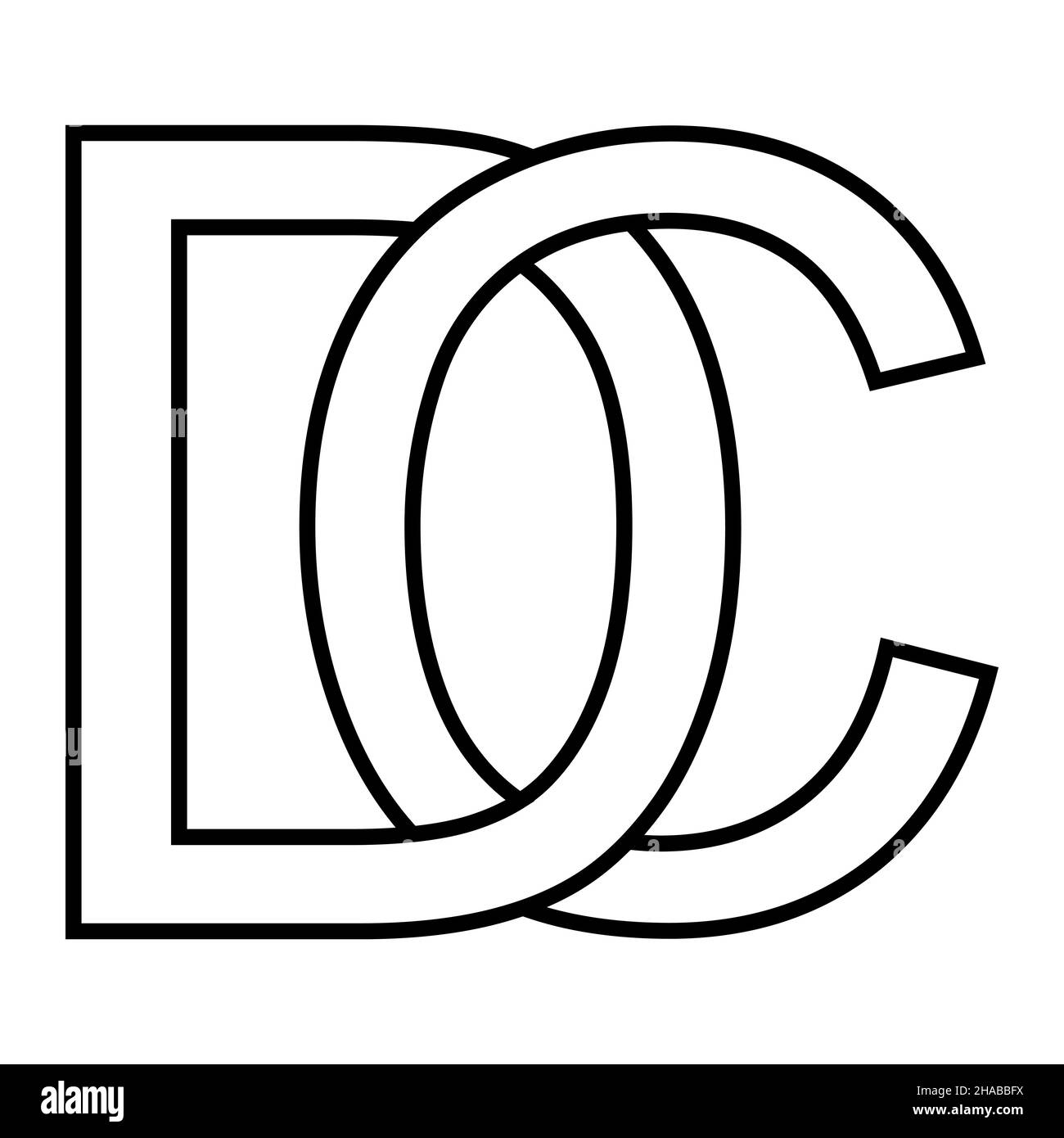 Logotipo signo dc cd icono signo letras entrelazadas d c Ilustración del Vector