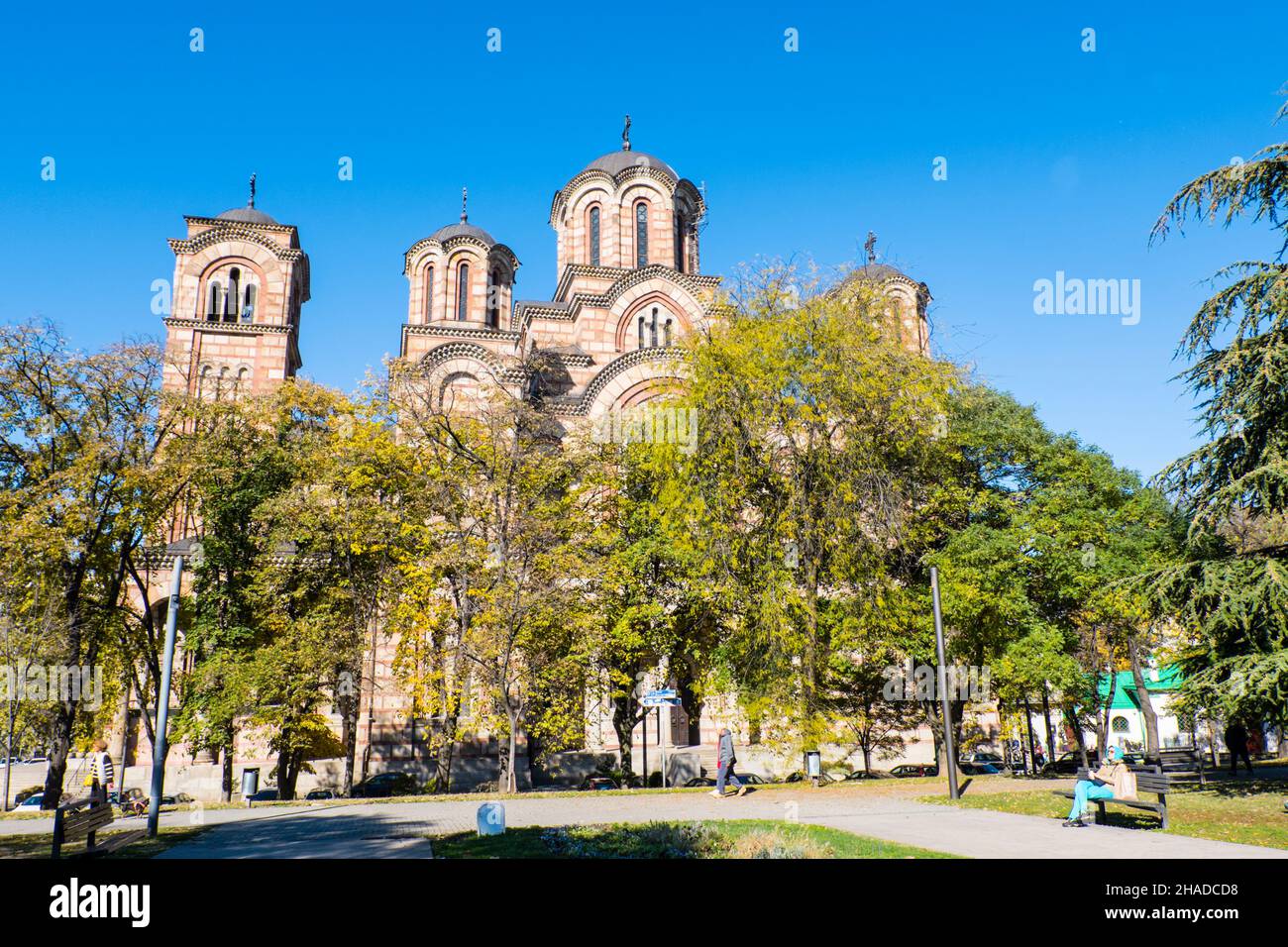 La iglesia de San Marcos, el parque Tasmajdan, Belgrado, Serbia Foto de stock