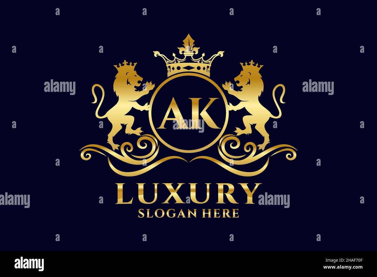 AK Letter Lion Royal Logotipo de lujo en arte vectorial para proyectos de promoción de marca de lujo y otra ilustración vectorial. Ilustración del Vector