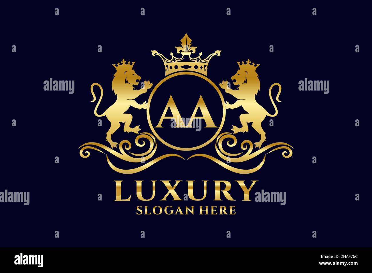 AA Letter Lion Royal Luxury Logotipo de diseño vectorial para proyectos de promoción de marca de lujo y otras ilustraciones vectoriales. Ilustración del Vector