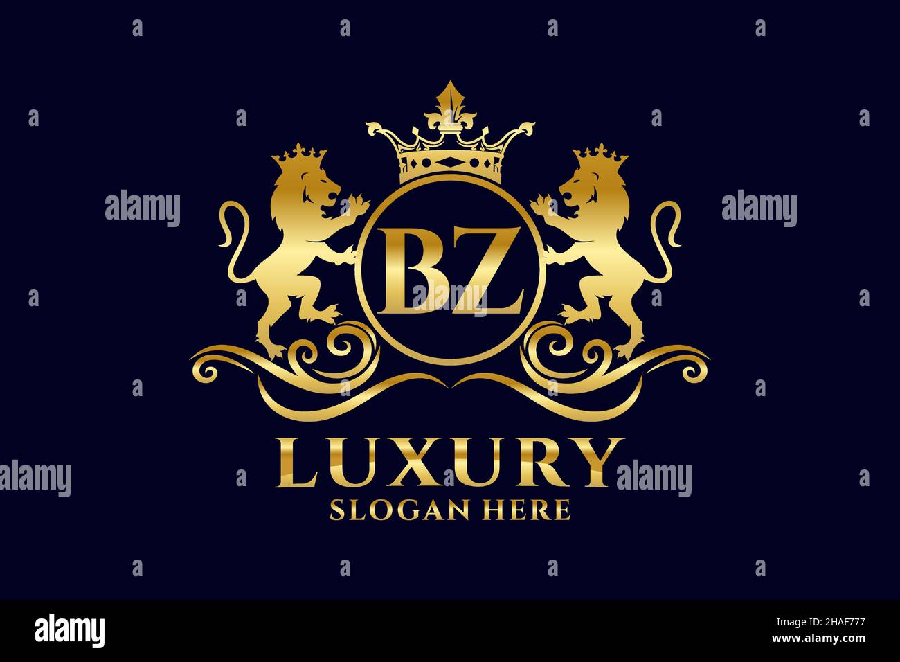 BZ Carta León Royal Logotipo de lujo en arte vectorial para proyectos de promoción de marca de lujo y otra ilustración vectorial. Ilustración del Vector