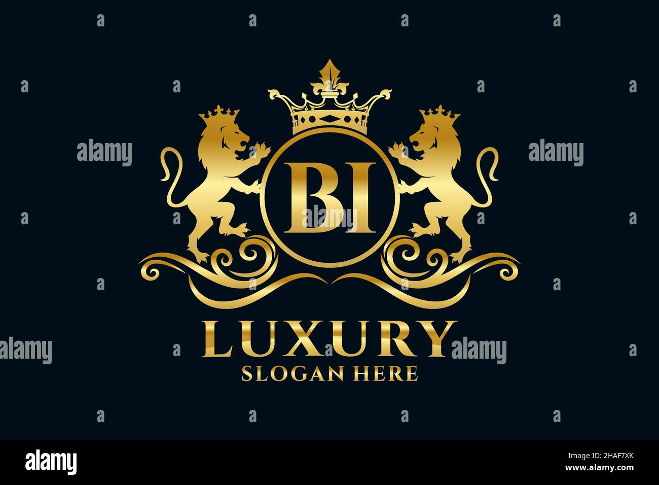 BI Letter Lion Royal Logotipo de lujo en arte vectorial para proyectos de promoción de marca de lujo y otra ilustración vectorial. Ilustración del Vector