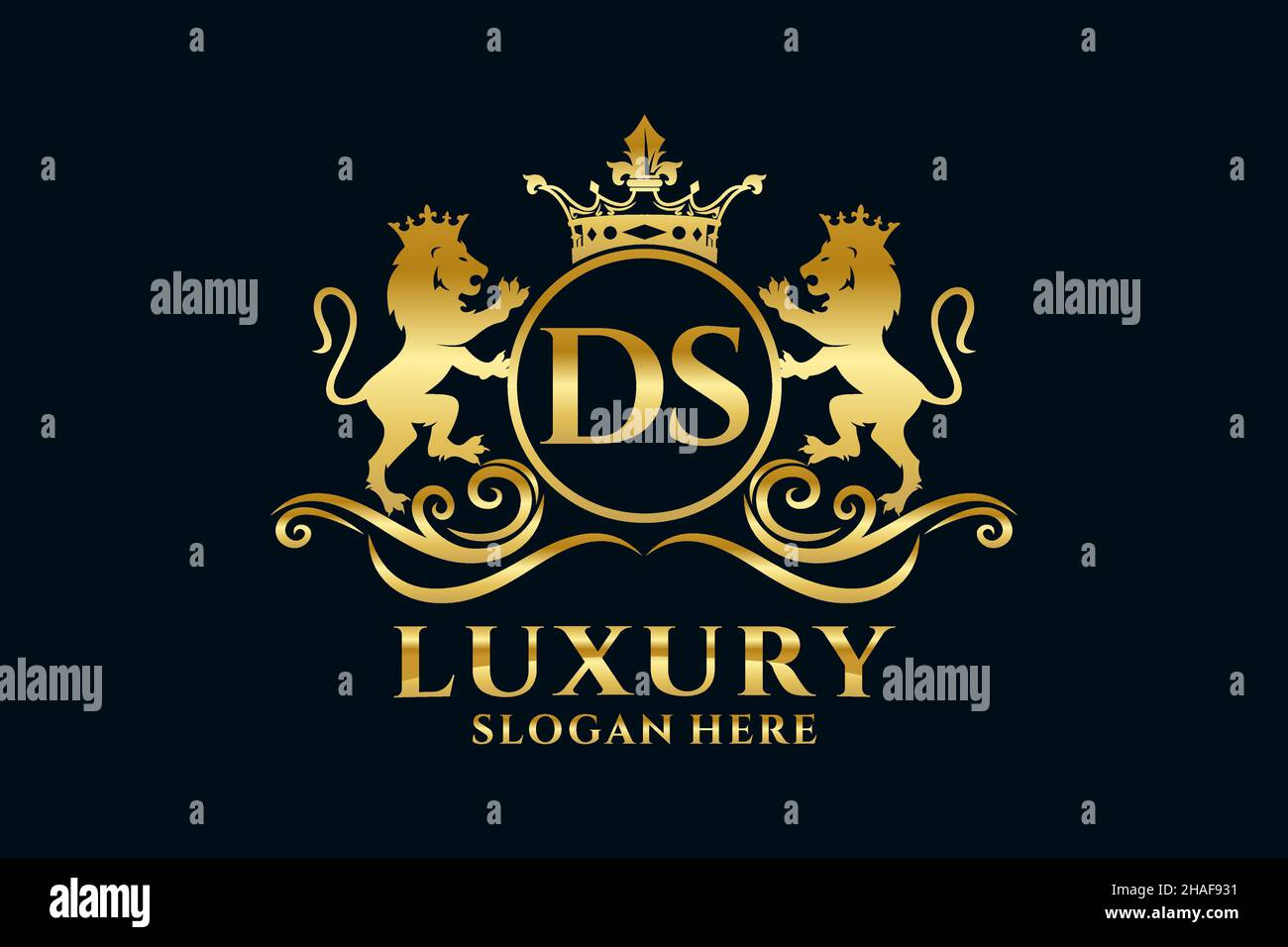 DS Letter Lion Royal Logotipo de lujo en arte vectorial para proyectos de promoción de marca de lujo y otra ilustración vectorial. Ilustración del Vector