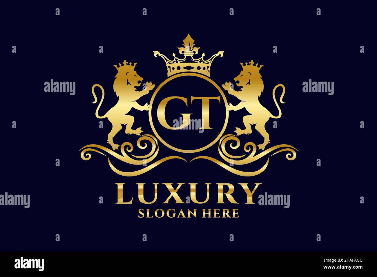 GT Letter Lion Royal Logotipo de lujo en arte vectorial para proyectos de promoción de marca de lujo y otra ilustración vectorial. Ilustración del Vector