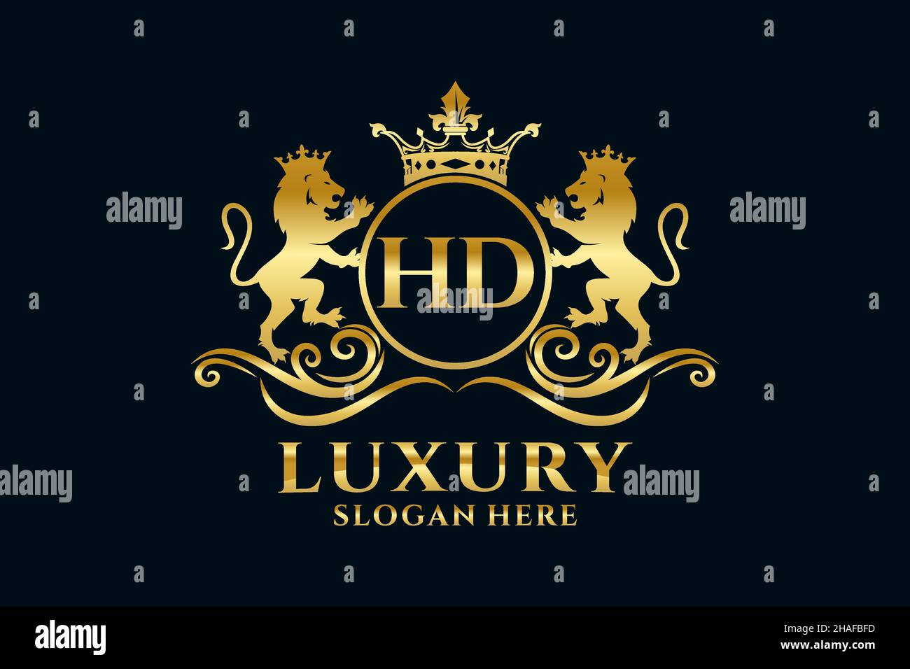 HD Letter Lion Royal Logotipo de lujo en arte vectorial para proyectos de promoción de marca de lujo y otra ilustración vectorial. Ilustración del Vector