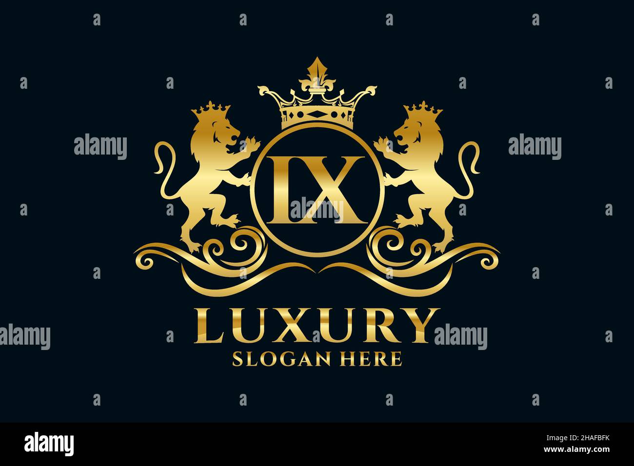 IX Carta León Royal Logotipo de lujo en arte vectorial para proyectos de promoción de marca de lujo y otra ilustración vectorial. Ilustración del Vector