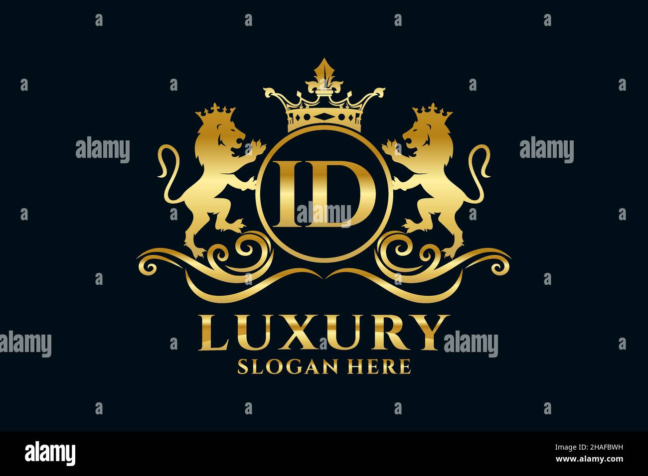 ID Carta León Royal Luxury Logotipo plantilla en arte vectorial para proyectos de promoción de marca de lujo y otra ilustración vectorial. Ilustración del Vector