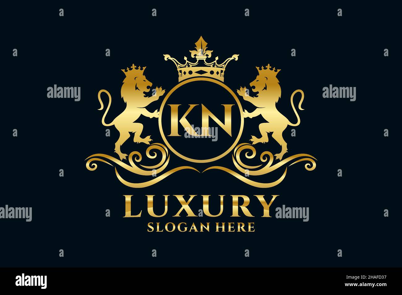KN Carta León Real Logotipo de lujo en arte vectorial para proyectos de promoción de marca de lujo y otras ilustraciones vectoriales. Ilustración del Vector