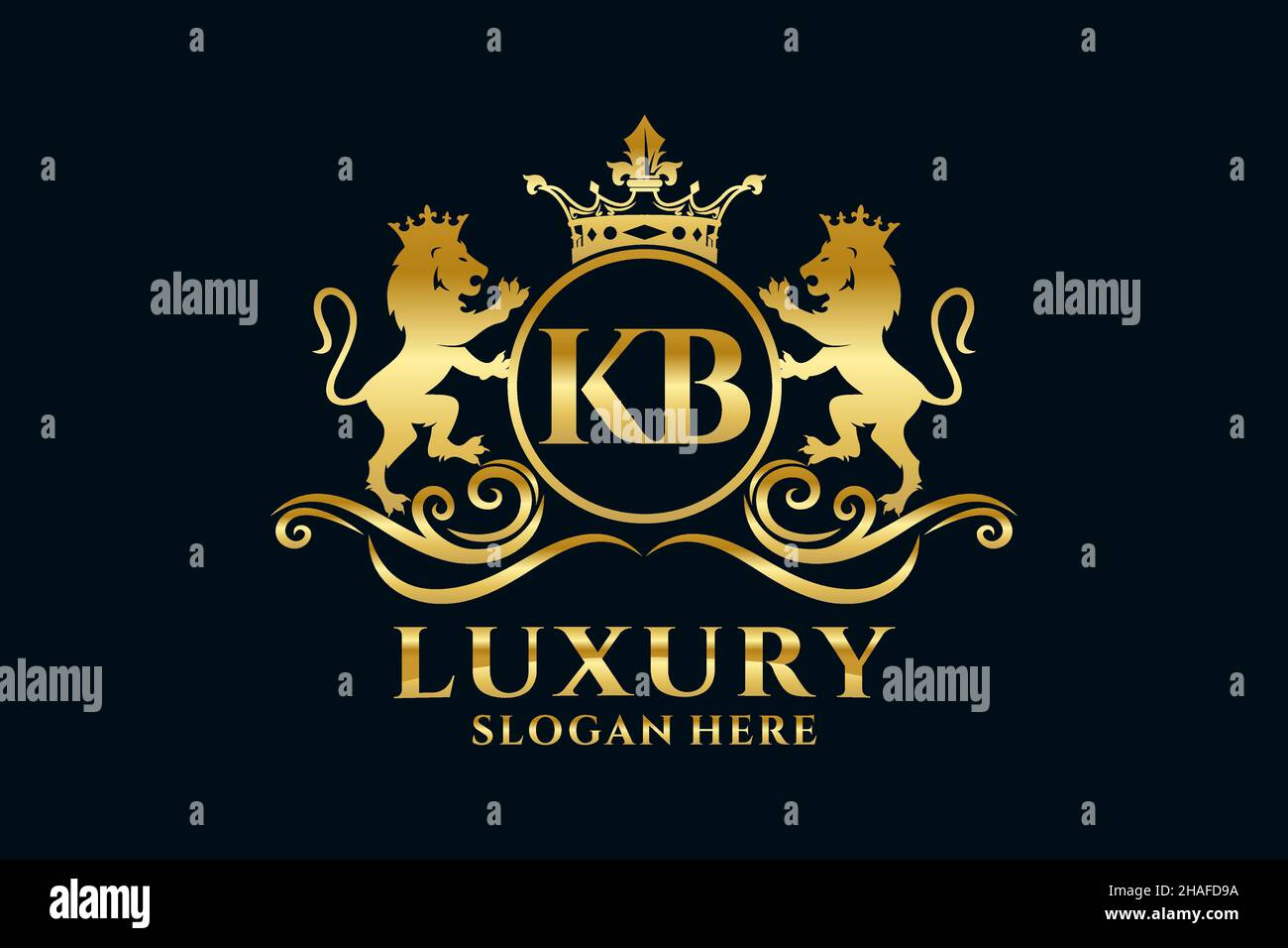 KB Letter Lion Royal Luxury Logotipo de diseño vectorial para proyectos de promoción de marca de lujo y otras ilustraciones vectoriales. Ilustración del Vector
