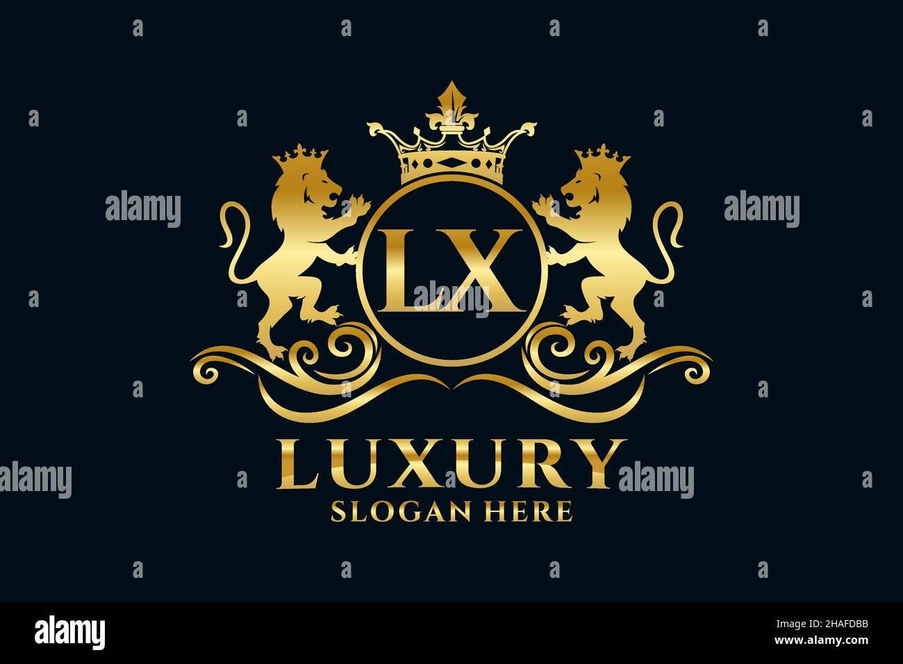 LX Letter Lion Royal Luxury Logotipo de diseño vectorial para proyectos de promoción de marca de lujo y otras ilustraciones vectoriales. Ilustración del Vector