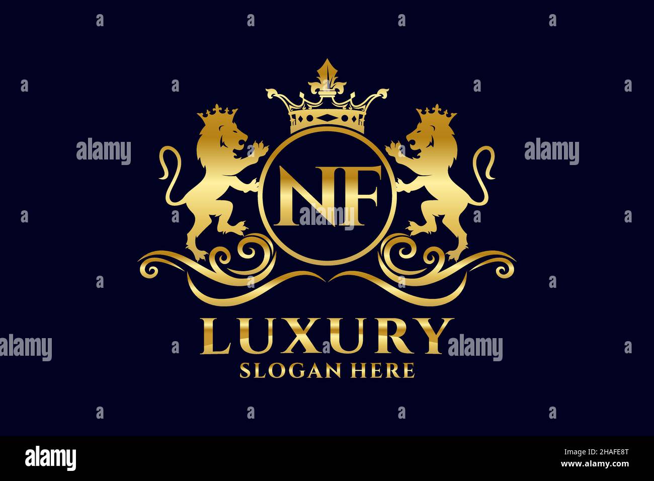 NF Letter Lion Royal Logotipo de lujo en arte vectorial para proyectos de promoción de marca de lujo y otra ilustración vectorial. Ilustración del Vector
