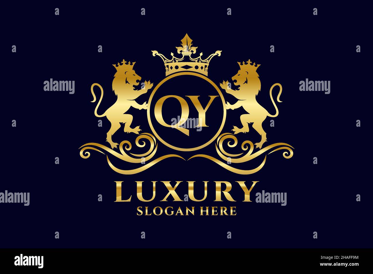 QY Letter Lion Royal Logotipo de lujo en arte vectorial para proyectos de promoción de marca de lujo y otra ilustración vectorial. Ilustración del Vector