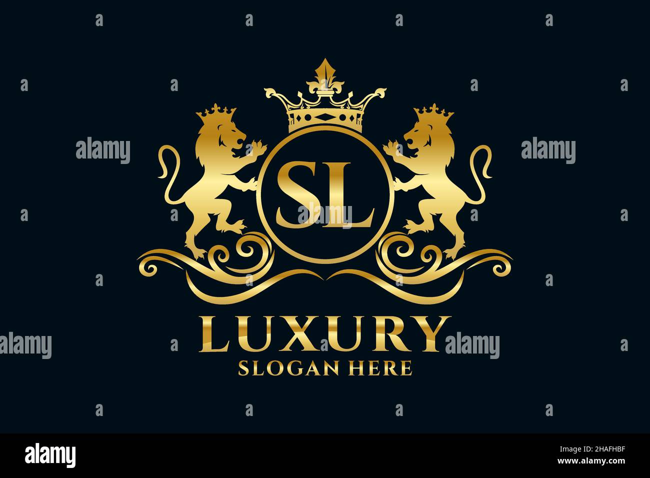 SL Letter Lion Royal Logotipo de lujo en arte vectorial para proyectos de promoción de marca de lujo y otras ilustraciones vectoriales. Ilustración del Vector