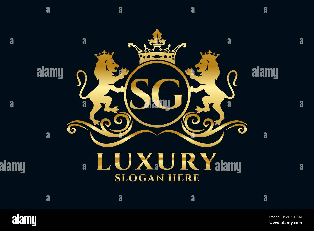 SG Letter Lion Royal Logotipo de lujo en arte vectorial para proyectos de promoción de marca de lujo y otra ilustración vectorial. Ilustración del Vector