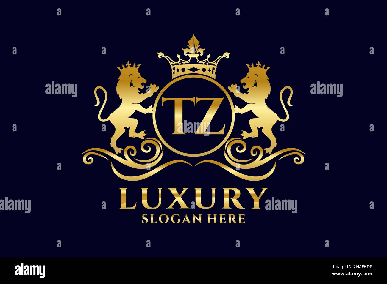 TZ Letter Lion Royal Logotipo de lujo en arte vectorial para proyectos de promoción de marca de lujo y otra ilustración vectorial. Ilustración del Vector
