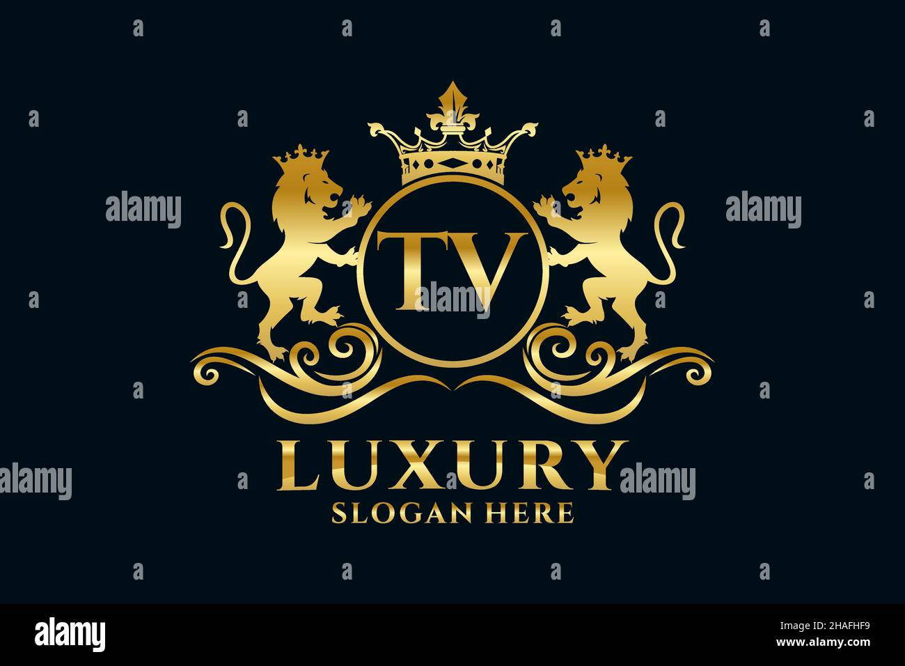 TV Letter Lion Royal Logotipo de lujo en arte vectorial para proyectos de promoción de marca de lujo y otra ilustración vectorial. Ilustración del Vector