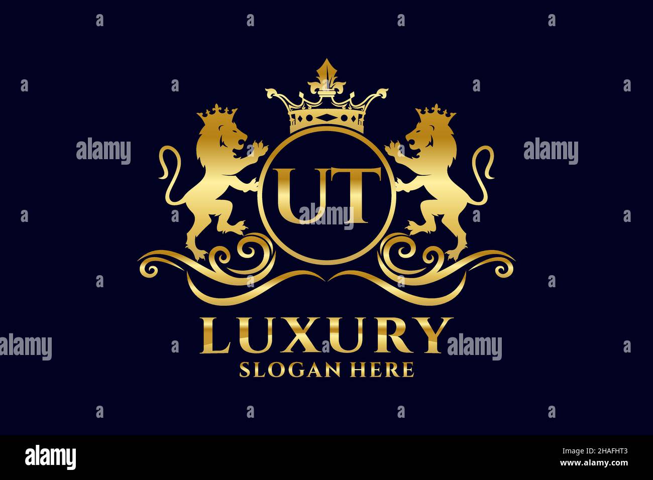 UT Letter Lion Royal Logotipo de lujo en arte vectorial para proyectos de promoción de marca de lujo y otra ilustración vectorial. Ilustración del Vector