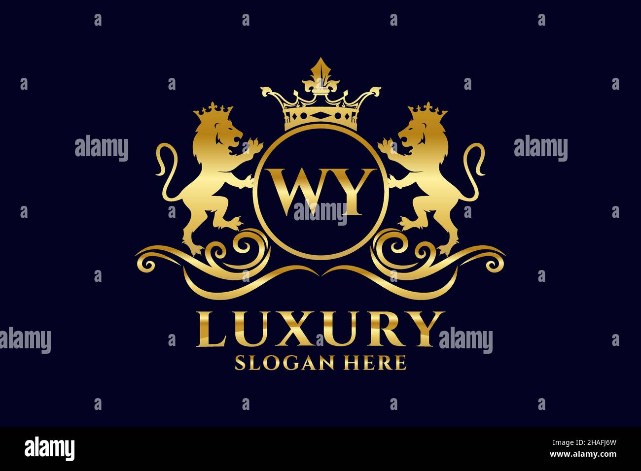 WY Letter Lion Royal Logotipo de lujo en arte vectorial para proyectos de promoción de marca de lujo y otra ilustración vectorial. Ilustración del Vector