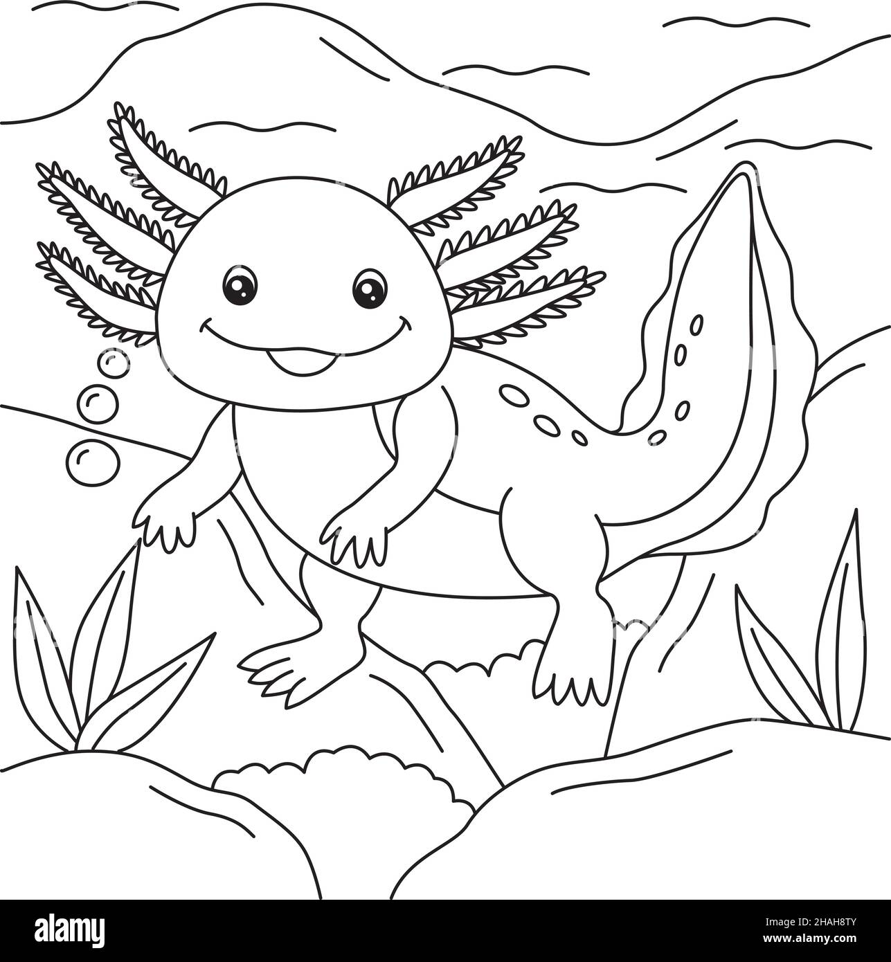 Página de coloreado de axolotl para niños Imagen Vector de stock - Alamy