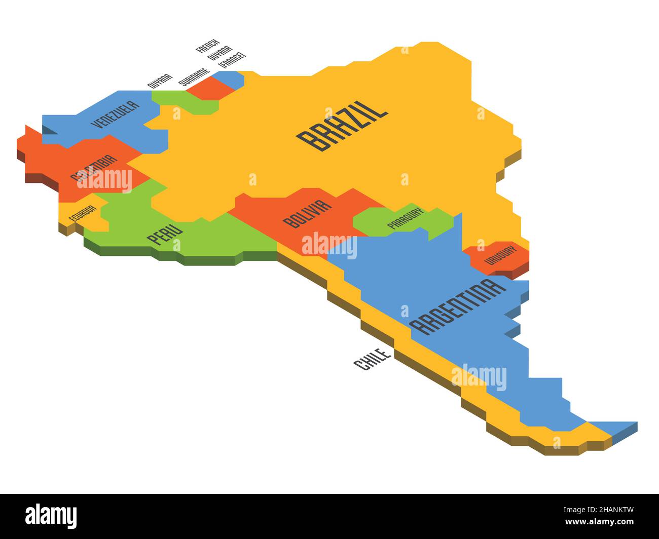 Mapa Político Isométrico De América Del Sur Imagen Vector De Stock Alamy 7153