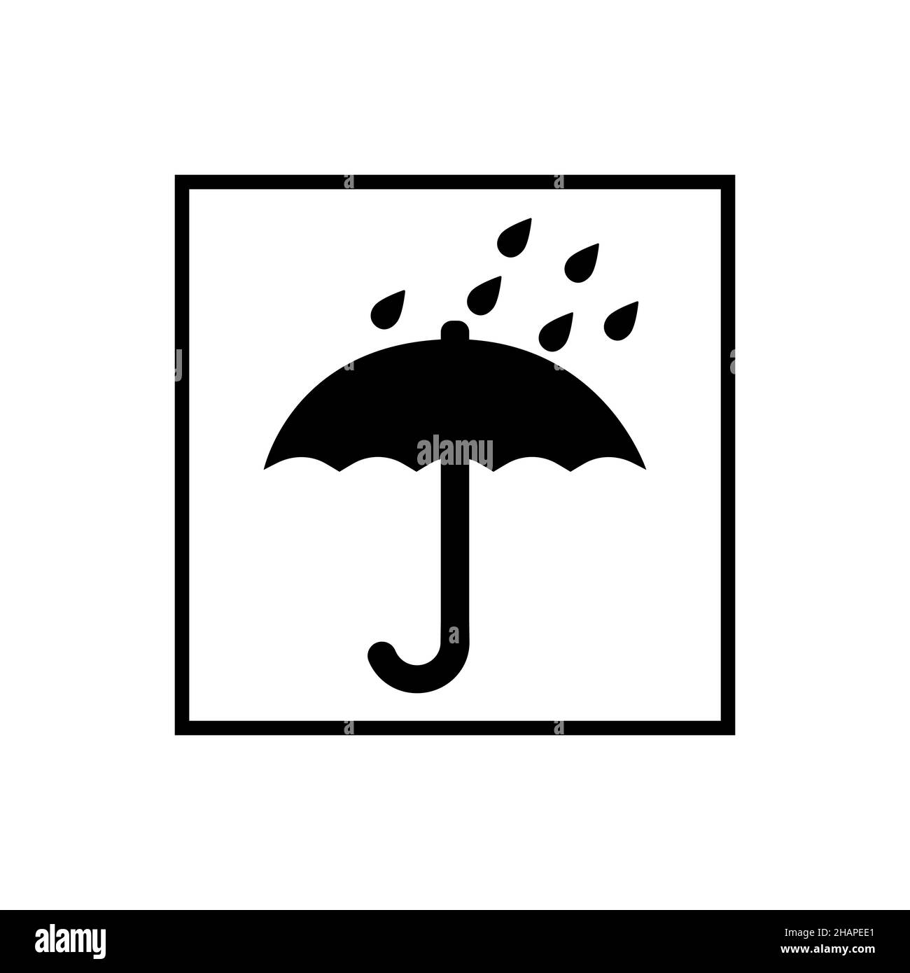 Mantenga el símbolo de vector plano de embalaje seco: Paraguas y gotas de  lluvia aislados sobre fondo blanco Imagen Vector de stock - Alamy