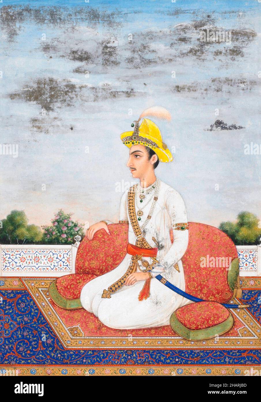 Una pintura del siglo 19th del rey Rajendra Bikram Shah Deva de Nepal Foto de stock