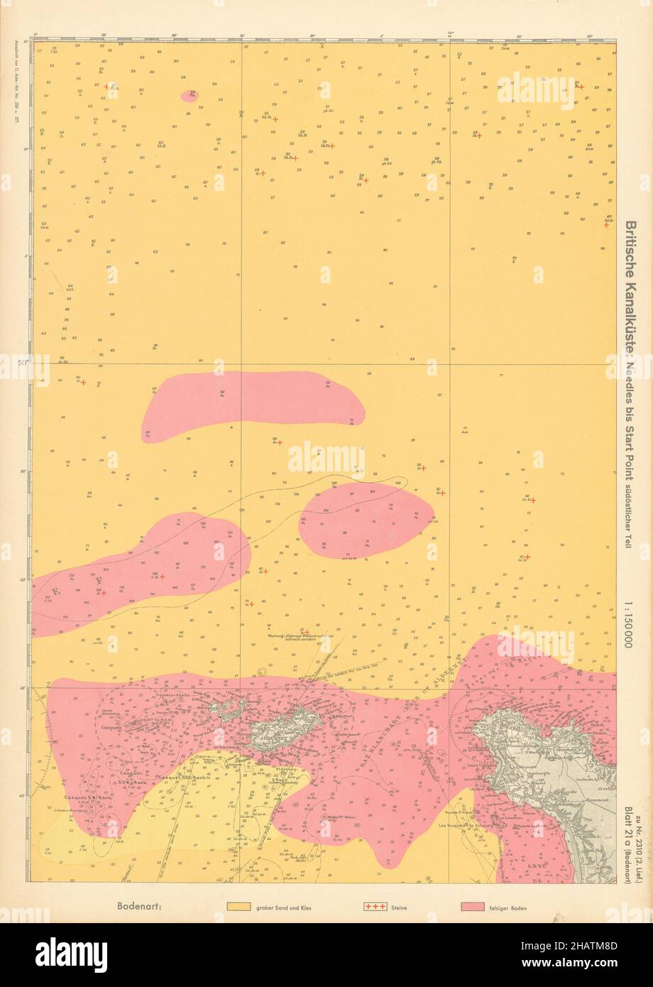 21a. Costa del Canal de la Mancha. Alderney La Haya La Mancha. Mapa Nazi KRIEGSMARINE 1940 Foto de stock