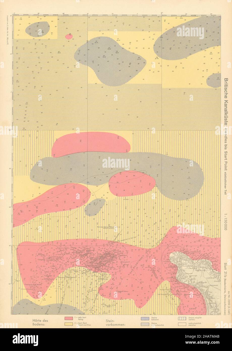 21b. Costa del Canal de la Mancha. Alderney La Haya La Mancha. Mapa Nazi KRIEGSMARINE 1940 Foto de stock