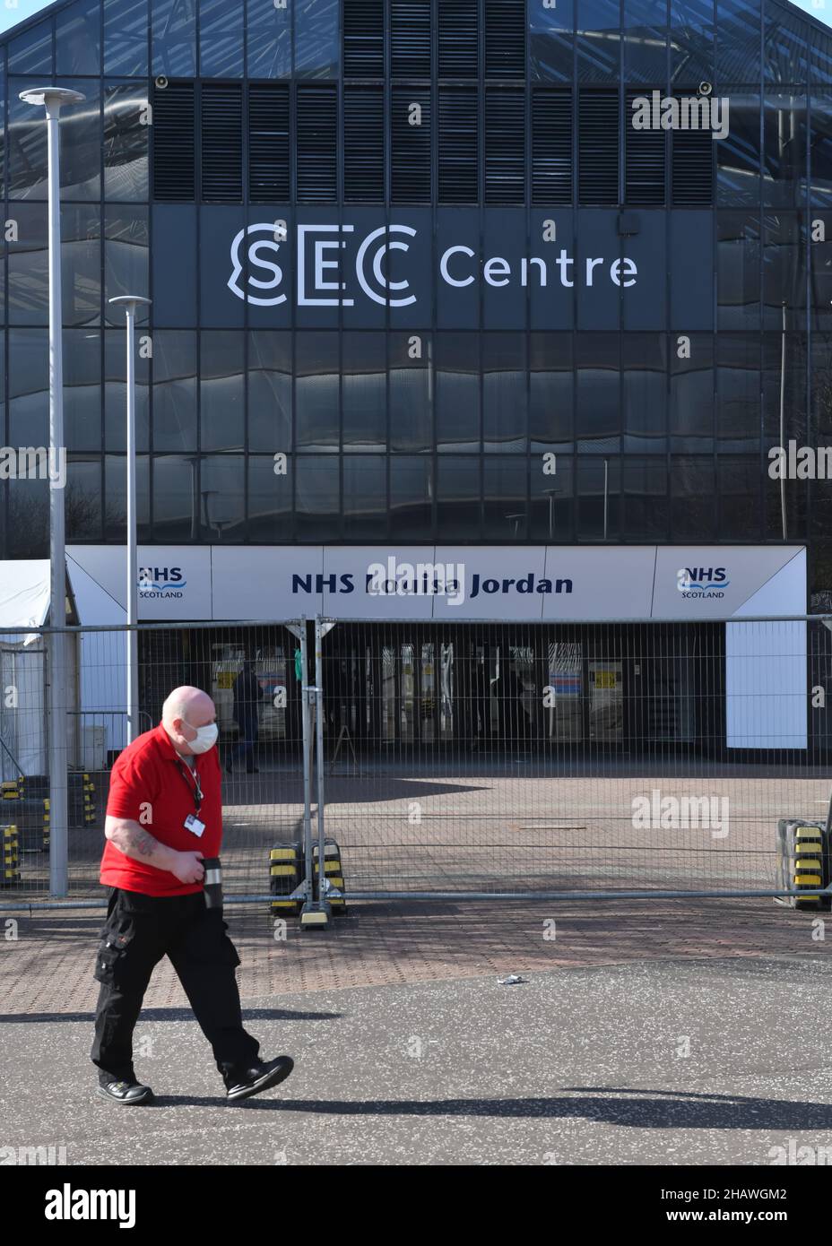 El centro de exposiciones y conferencias escocés (SEC) cambió el nombre del NHS Louisa Jordan durante una pandemia en Glasgow, Escocia, Reino Unido Foto de stock