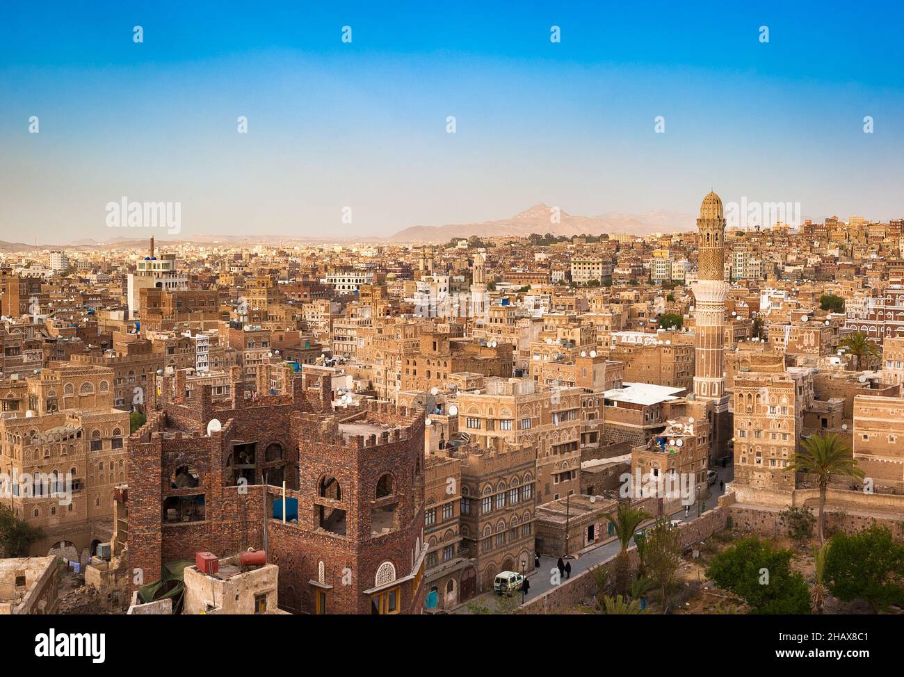 Panorama de Sanaa, capital de Yemen Foto de stock