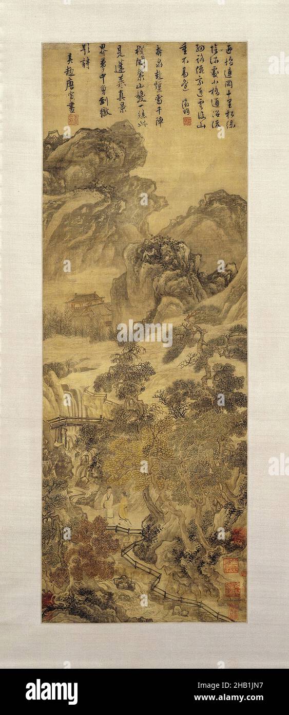 Paisaje, tinta y color sobre papel, China, último cuarto 15th-primer cuarto  del siglo 16th, Dinastía Ming, Dinastía Ming, Total: 77 x 20 1/2 pulg.,  195,6 x 52,1 cm Fotografía de stock - Alamy