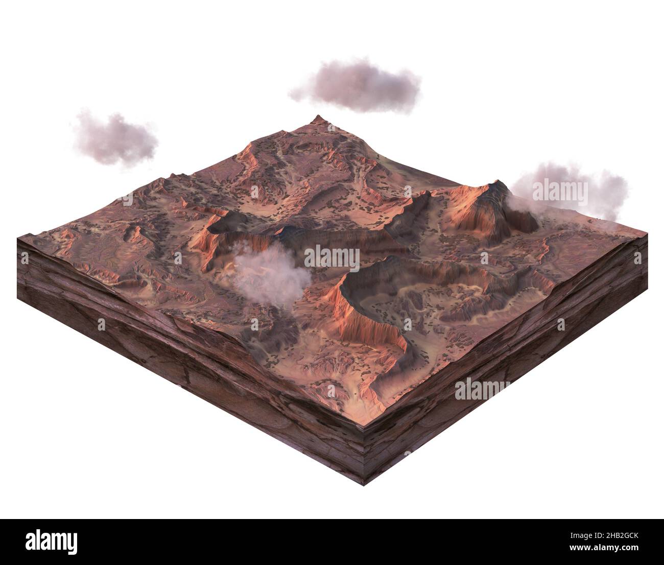 MicroWorld de paisaje desértico 3D CGI render Foto de stock