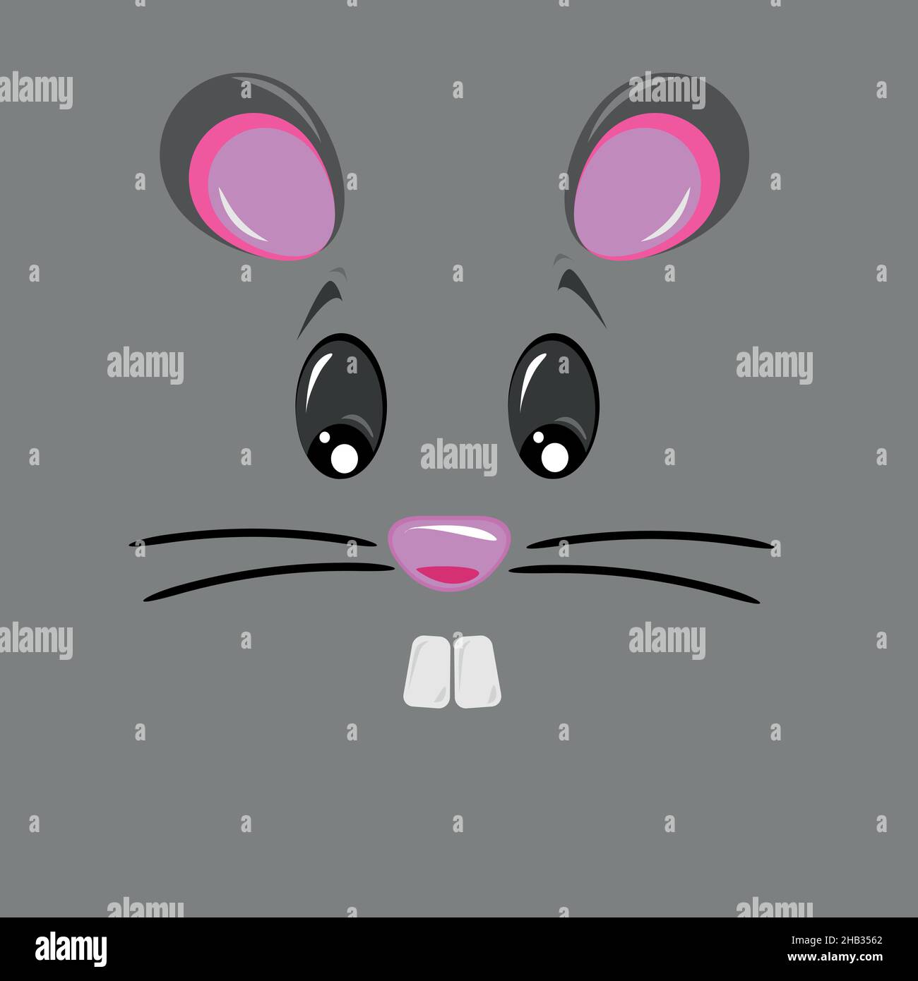Ilustración vectorial de un ratón pequeño con una cara bonita sobre fondo  gris. Dibujo animado de un ratón con bigotes Imagen Vector de stock - Alamy