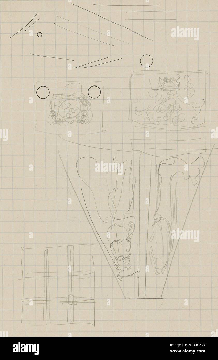 También líneas y círculos. Hoja 4 recto de un libro de bocetos con 11 hojas, Ornaments con líneas y patrones., Carel Adolph Lion Cachet, c. 1925 Foto de stock