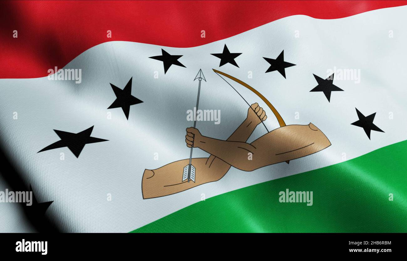 3D Ilustración de la bandera de Kuna de Wargandi en la provincia de