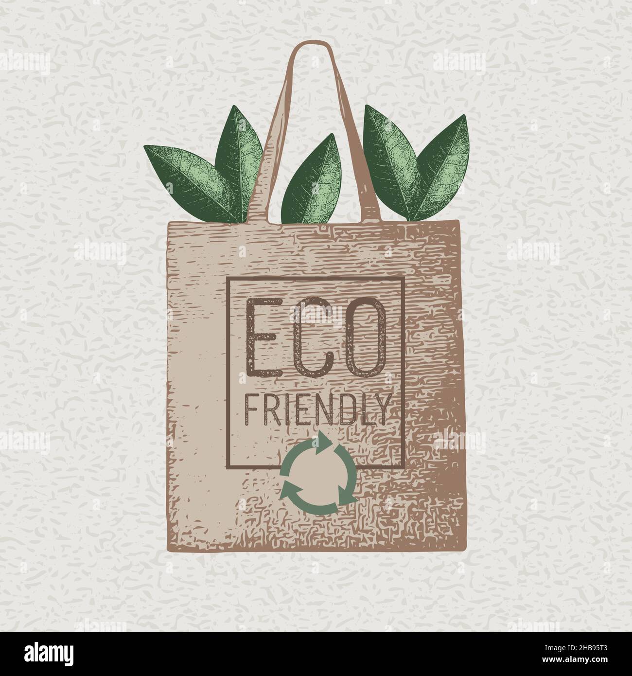 Bolsa Ecológica de tela reutilizable. Productos ecológicos, en beneficio del medio ambiente. Ilustración de vectores. Ilustración del Vector