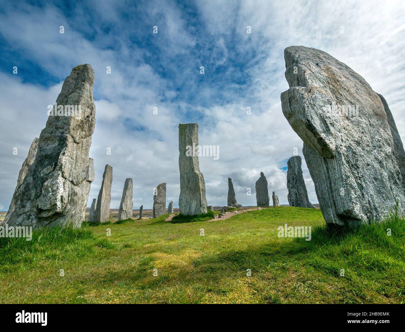 Calanais piedra pie monumento neolítico, Callanish, Isla de Lewis, Escocia, Reino Unido Foto de stock