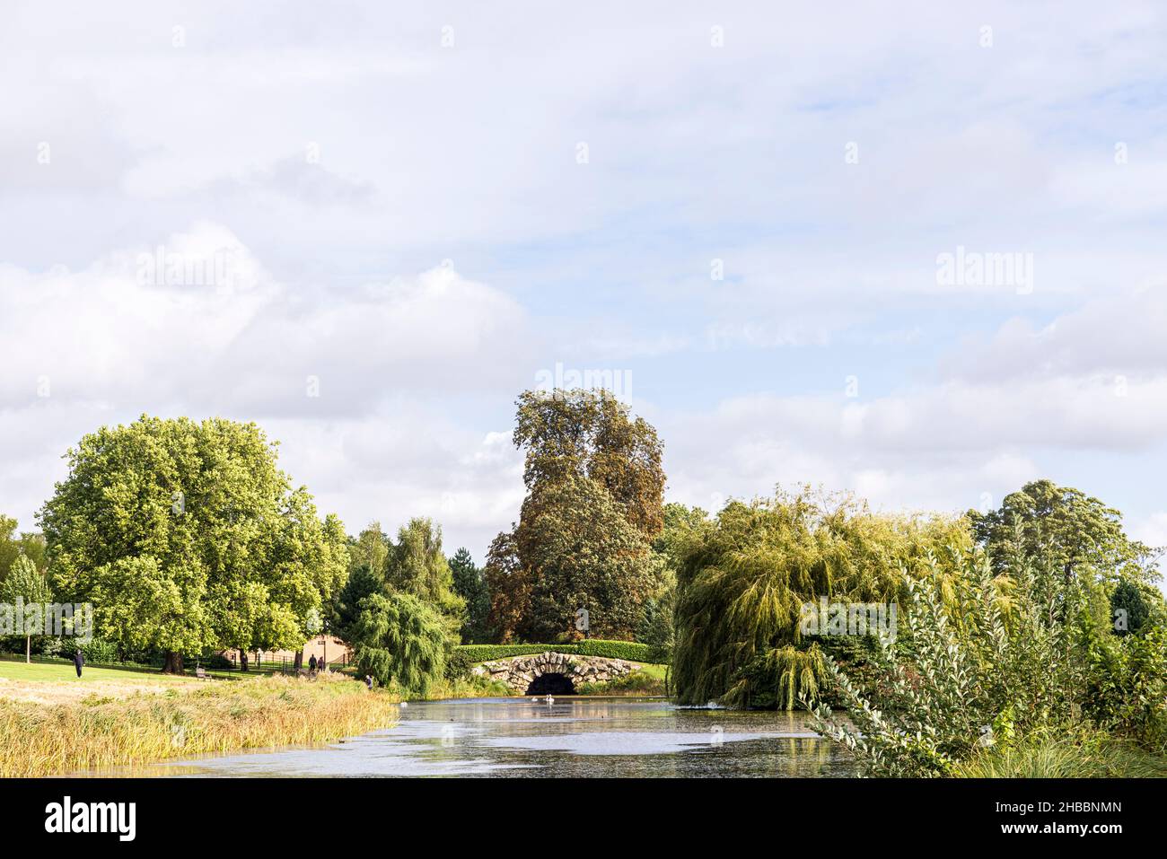 Lago en parques en Cusworth Hall, Doncaster, Yorkshire, Inglaterra, Foto de stock