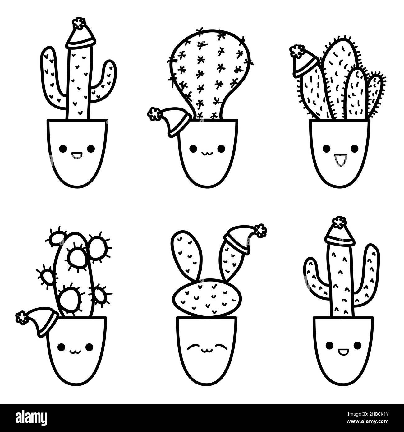 Cactus cute Imágenes de stock en blanco y negro - Alamy