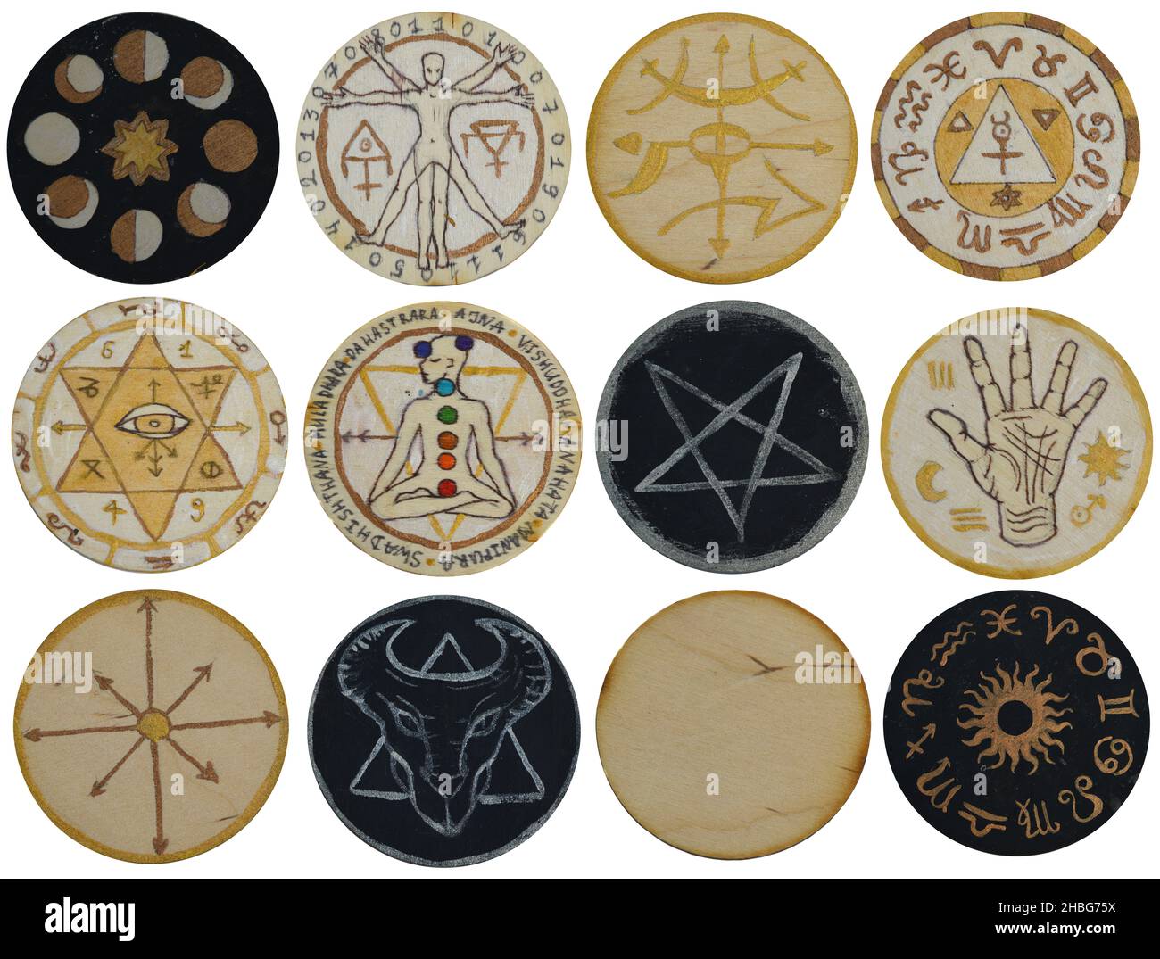  Wiccan - Juego de sellos de cera, pentagrama pagano, fases  lunares, cabeza de sello de sellado de fases lunares, diseño vintage de ojo  malvado de triple luna y pentáculo de sol